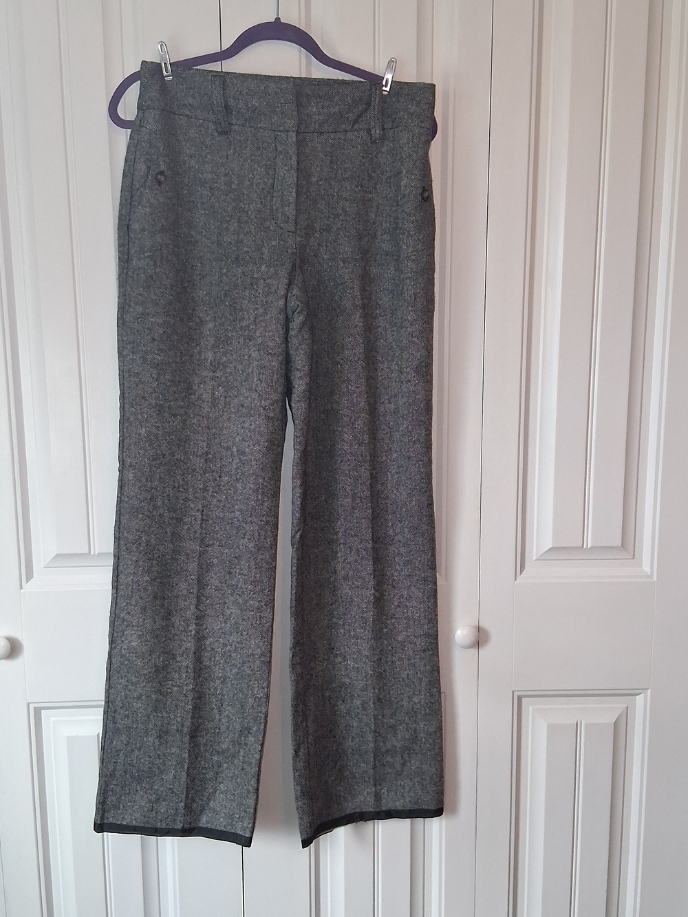 Christopher & Banks Heathered Gray Wool Blend Textured Trousers